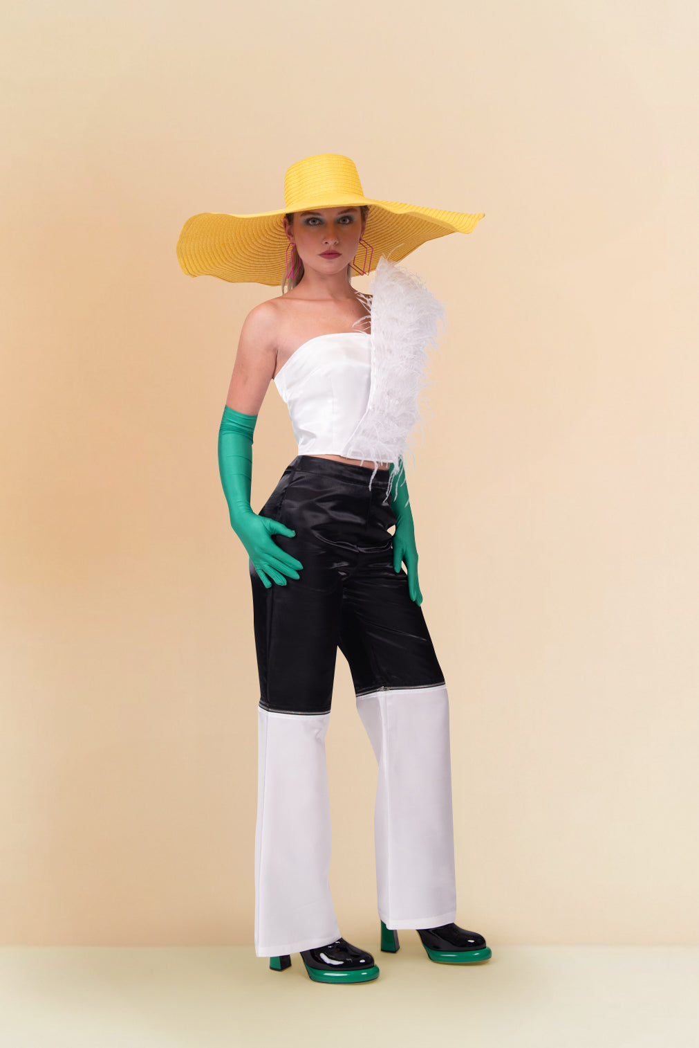 ASYMMETRICAL FEATHERED TOP