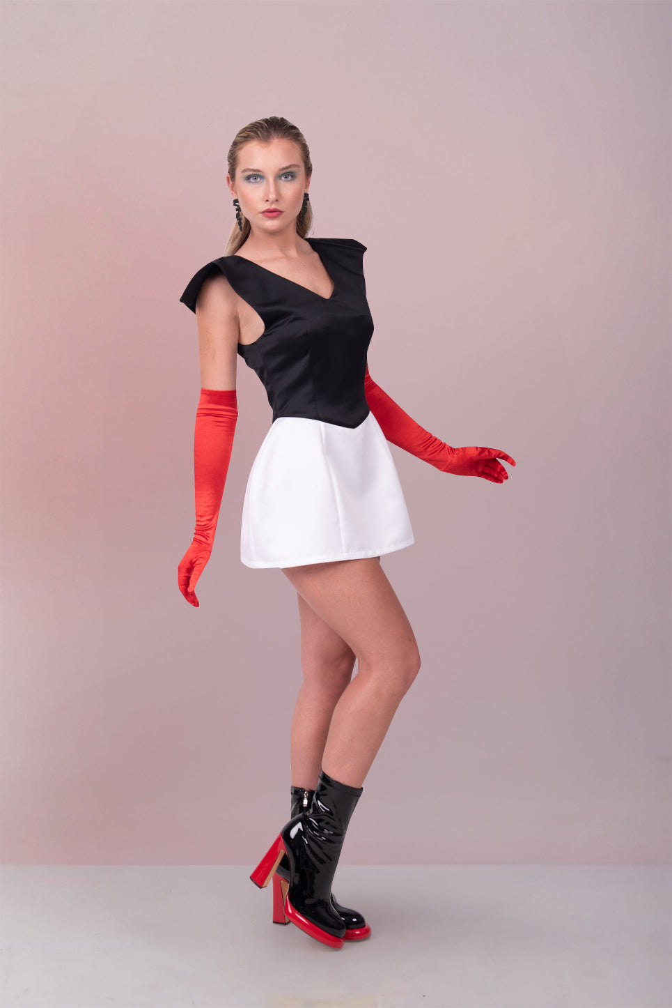FUTURISTIC TWO-TONE MINI DRESS