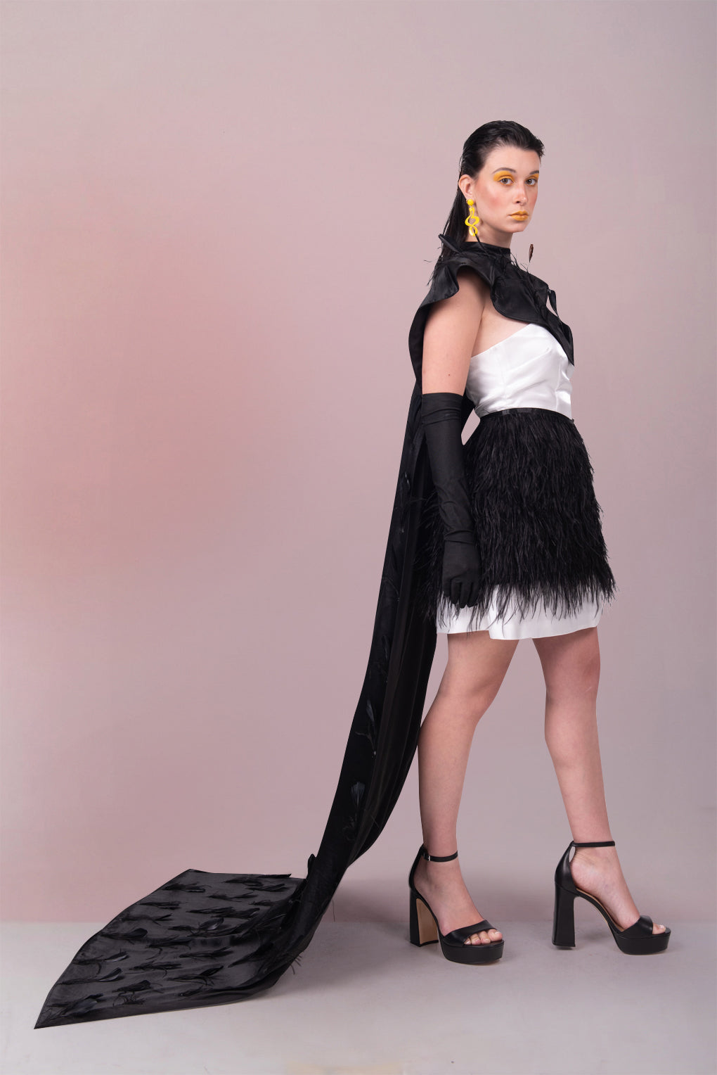 FEATHERED CAPE COUTURE TRIO