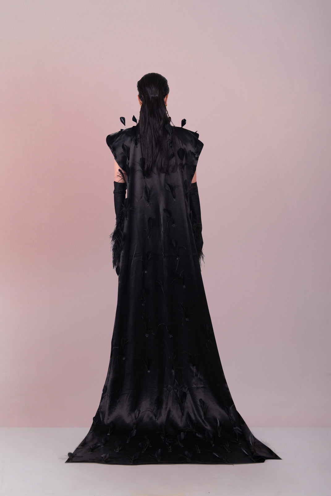 DRAMATIC FEATHERED CAPE