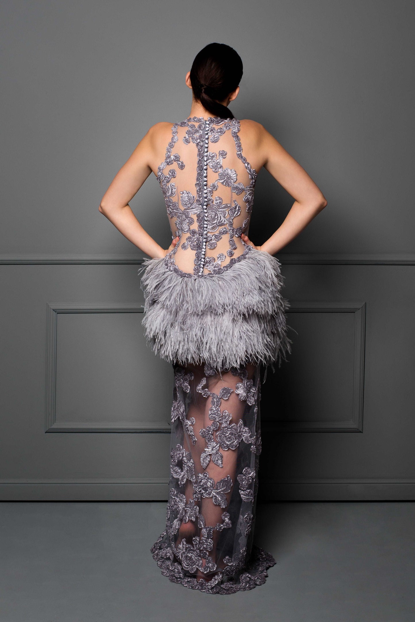 Gray Feather Dress