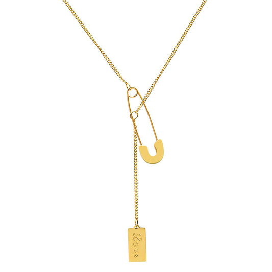 18K gold plated Stainless steel  Safety pin necklace