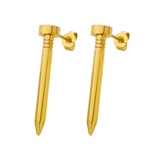 18K gold plated Stainless steel  Nails earrings