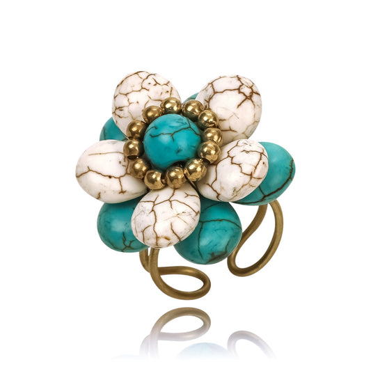 Handcrafted natural stone  Flower finger ring, Excentrico