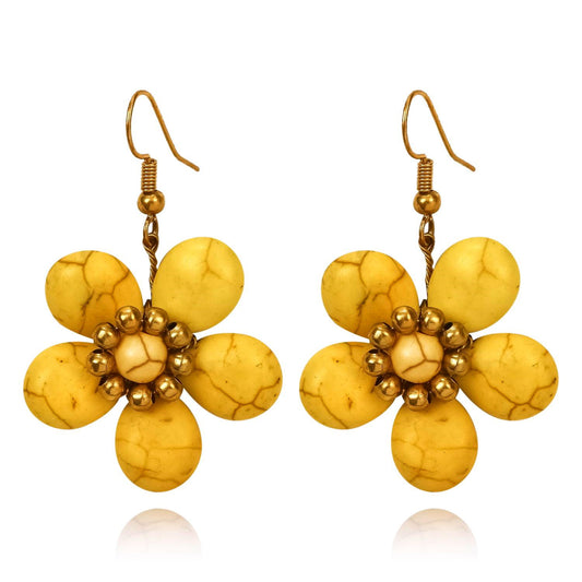 Handcrafted natural stone  Flowers earrings, Excentrico