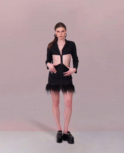 OSTRICH FEATHER LUXE DRESS