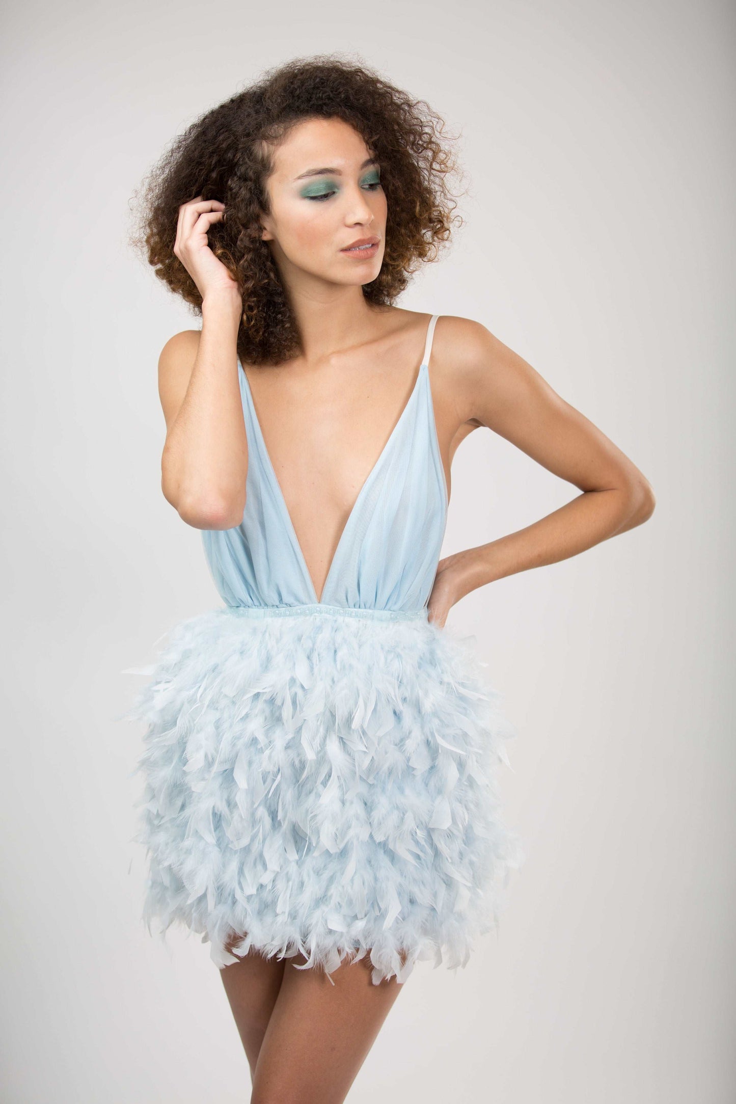 Light Blue Feather Dress