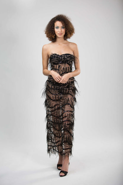 Women's Feather Dress | Black Gala Lace Feather Dress | Gela Wesh Xs / Black Women's Feather Dress | Black Gala Lace Feather Dress | Gela Wesh Xs / Black