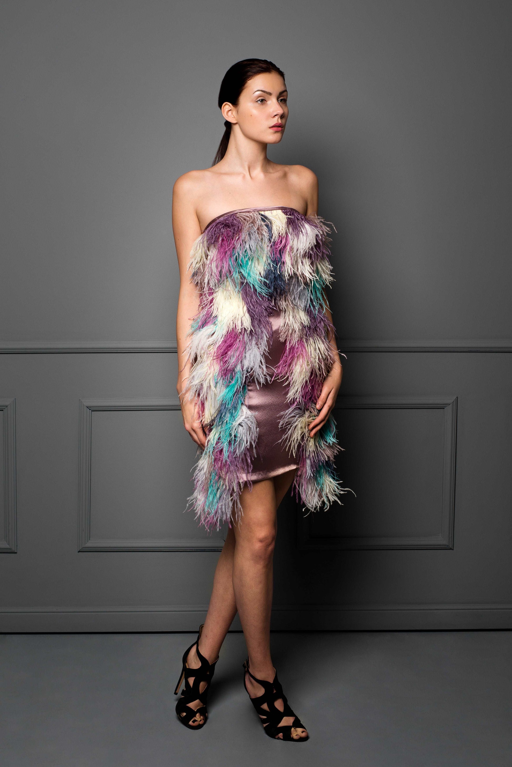 Multicolor Feather Dress