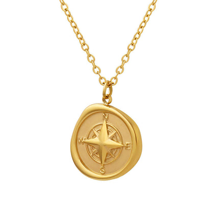 18K gold plated Stainless steel  Compass necklace