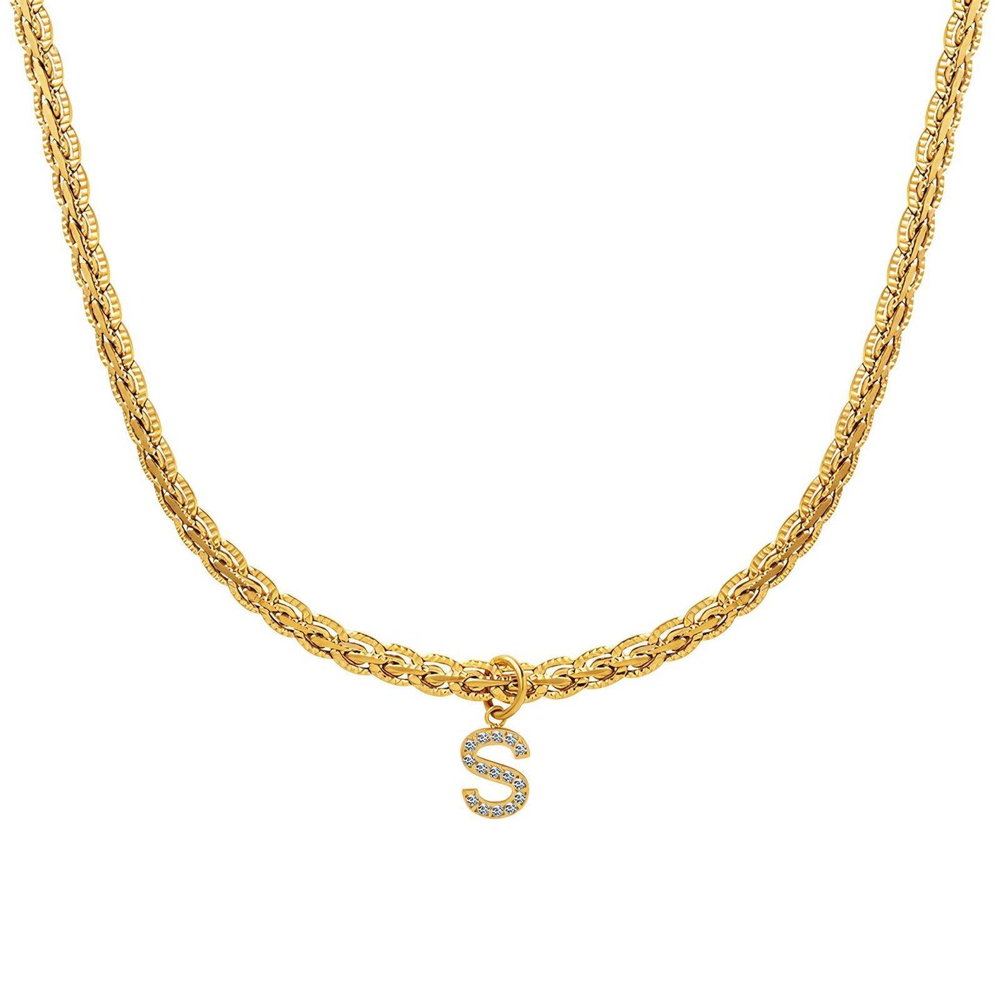 18K gold plated Stainless steel  Letter S necklace