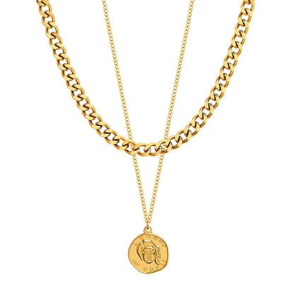 18K gold plated Stainless steel  Ancient coin necklace