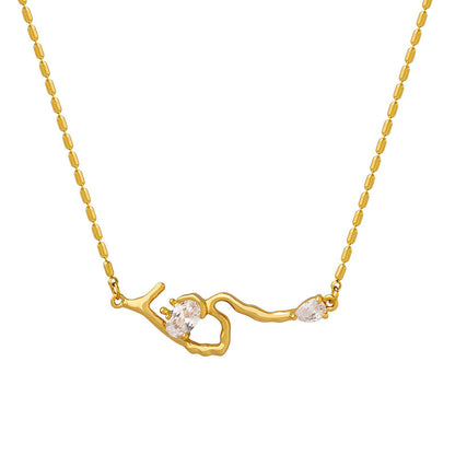18K gold plated Stainless steel  Branch necklace