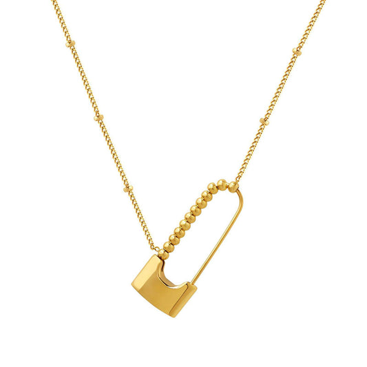 18K gold plated Stainless steel  Safety pin necklace