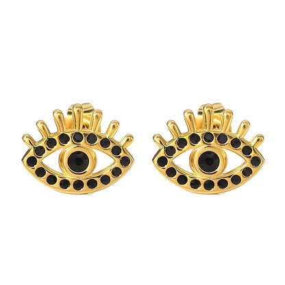 18K gold plated Stainless steel  Eye earrings