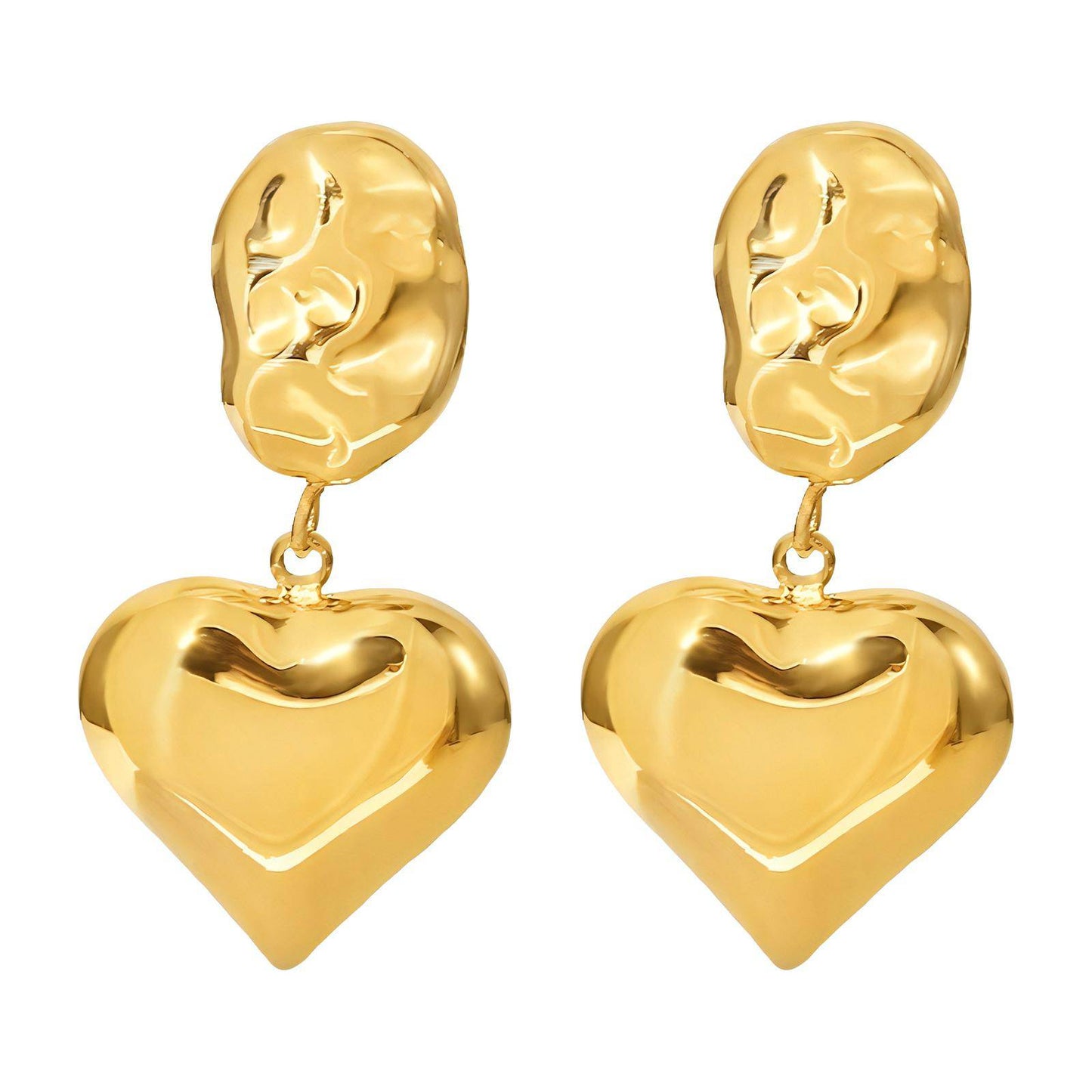 18K gold plated Stainless steel  Hearts earrings