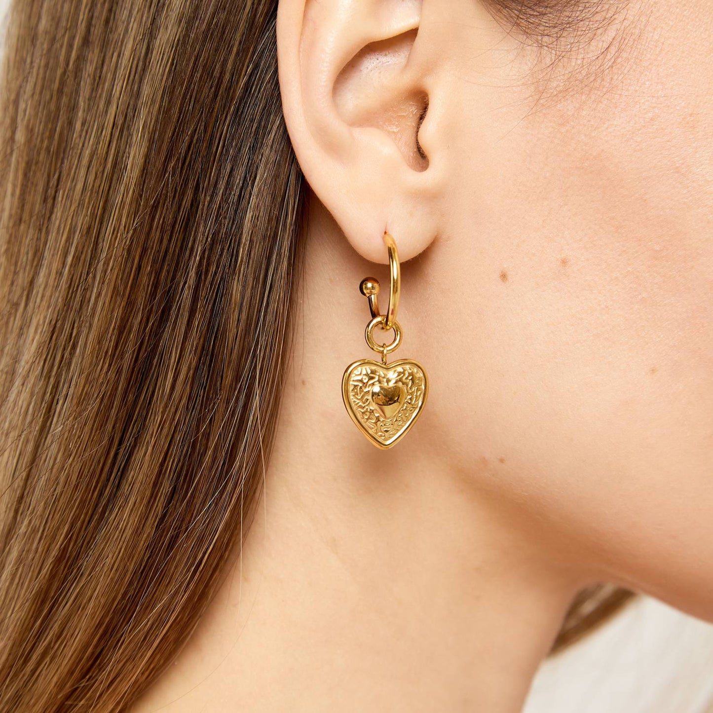 18K gold plated Stainless steel  Heart earrings