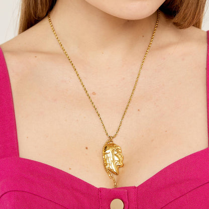18K gold plated Stainless steel  Face necklace