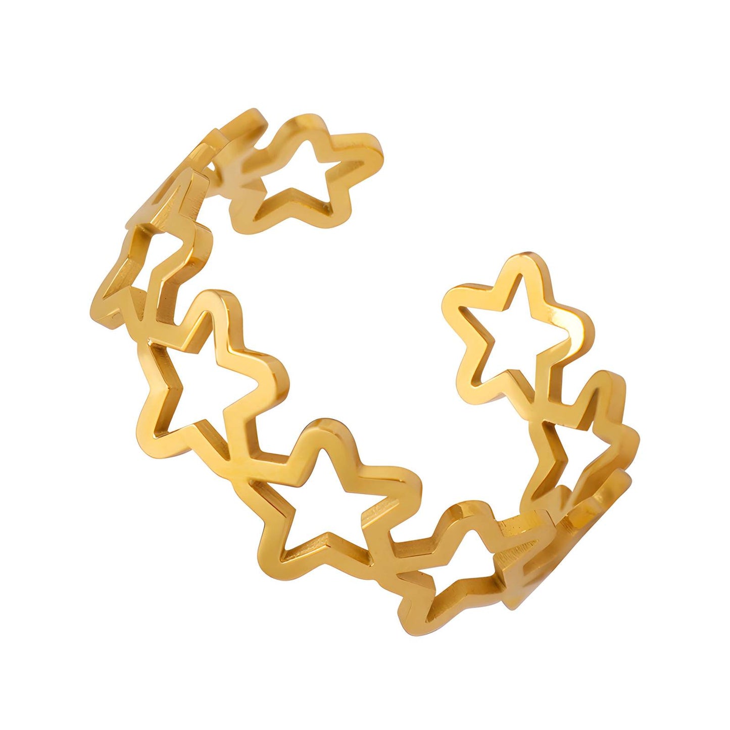 18K gold plated Stainless steel  Stars finger ring