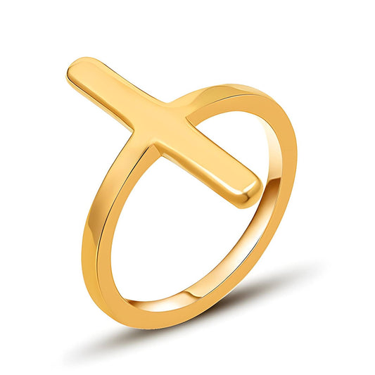 18K gold plated Stainless steel  Cross finger ring