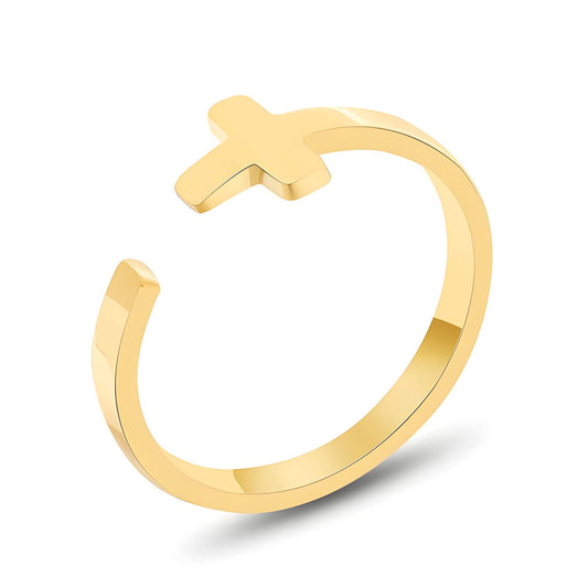 18K gold plated Stainless steel  Crosses finger ring