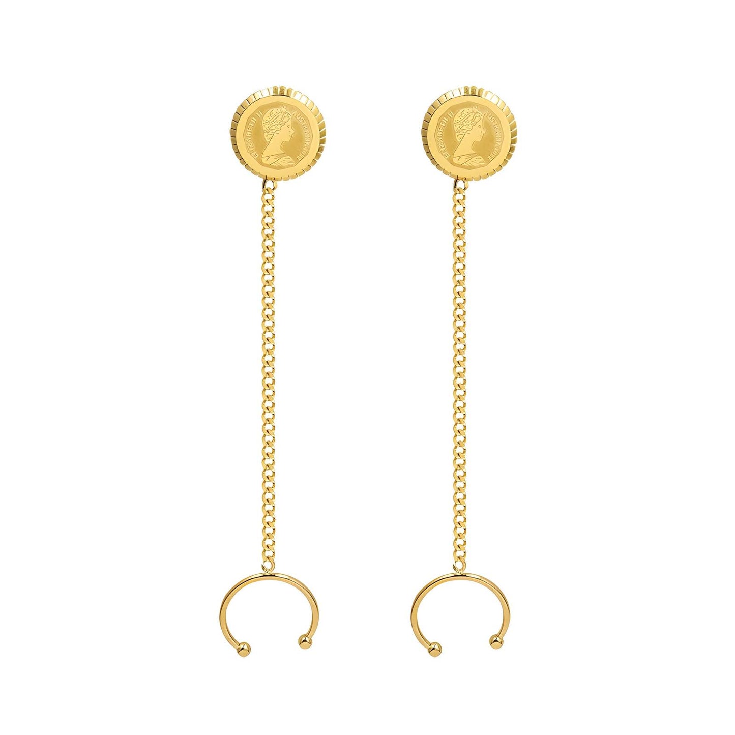 18K gold plated Stainless steel  Coin earrings