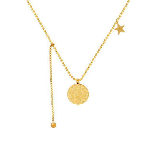 18K gold plated Stainless steel  Coin and star necklace