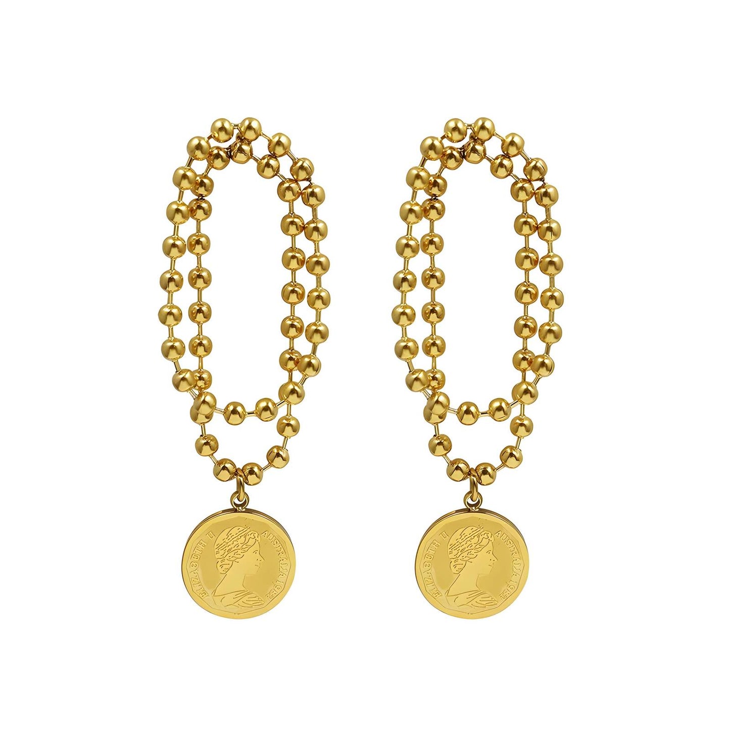 18K gold plated Stainless steel  Coin earrings