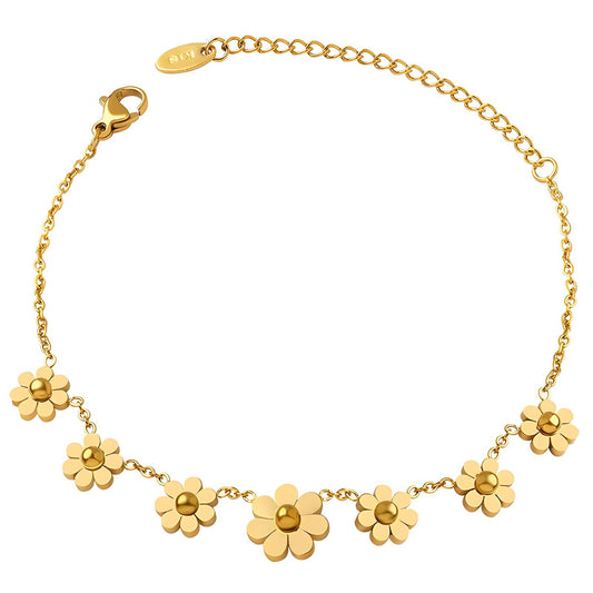 18K gold plated Stainless steel  Flowers bracelet