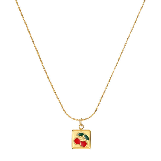18K gold plated Stainless steel  Cherry necklace