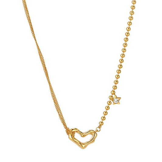 18K gold plated Stainless steel  Heart and Star necklace