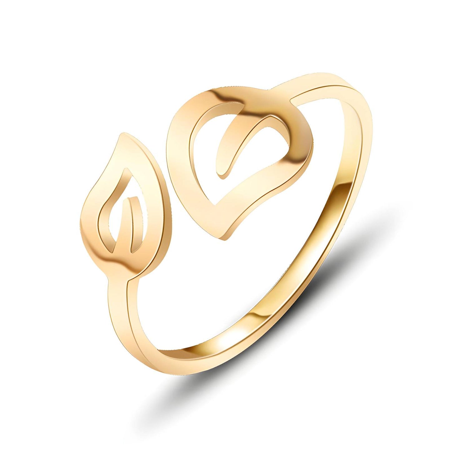 18K gold plated Stainless steel  Leafs finger ring