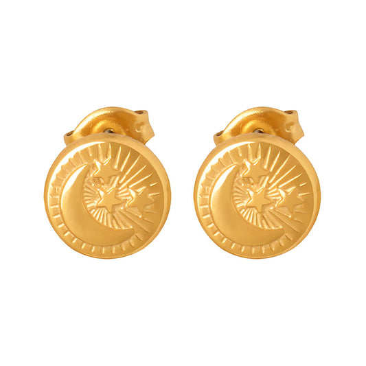 18K gold plated Stainless steel  Crescent and Star earrings