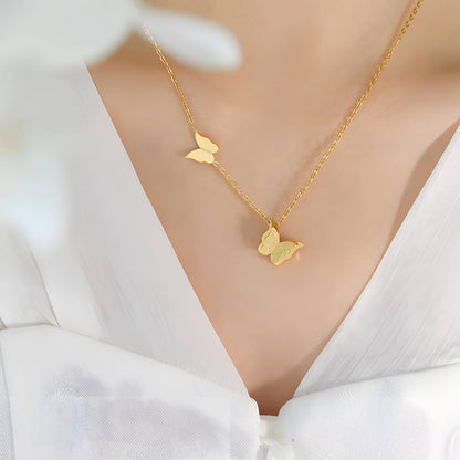 18K gold plated Stainless steel  Butterflies necklace
