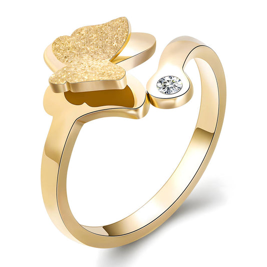 18K gold plated Stainless steel  Butterflies finger ring