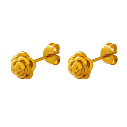 18K gold plated Stainless steel  Rose earrings