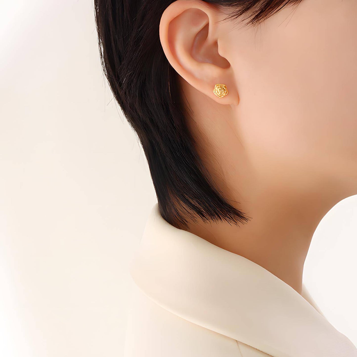 18K gold plated Stainless steel  Rose earrings