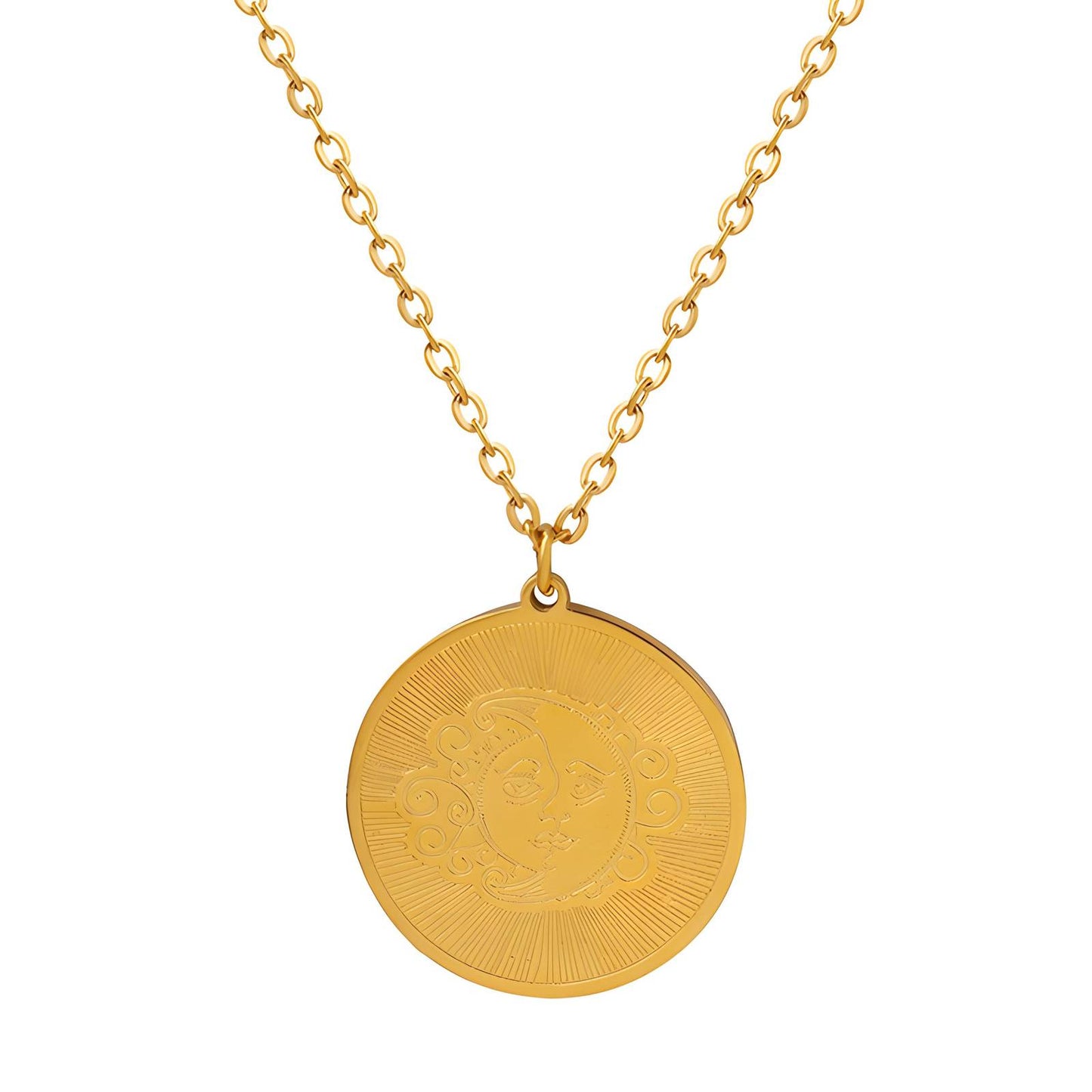 18K gold plated  Sun and Moon necklace