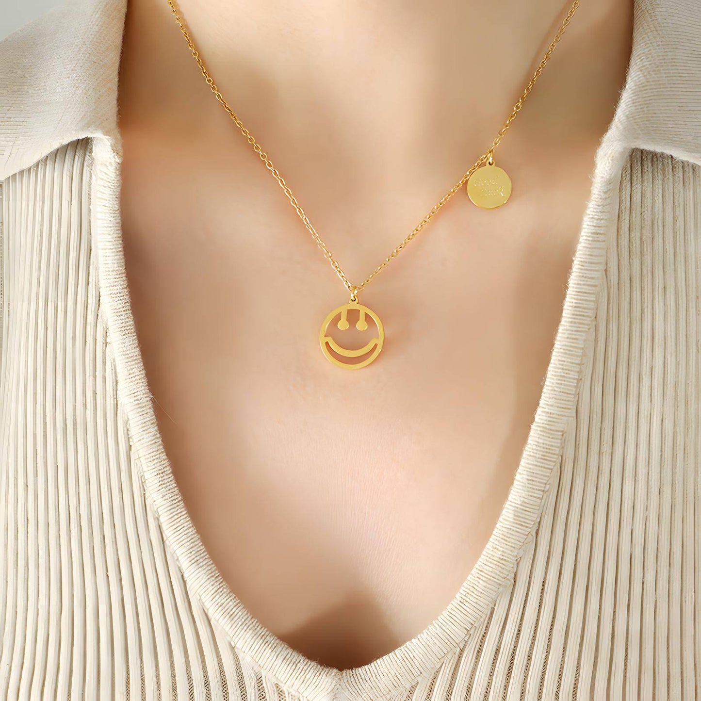 18K gold plated Stainless steel  Smile necklace