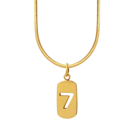 18K gold plated Stainless steel  Letter 7 necklace