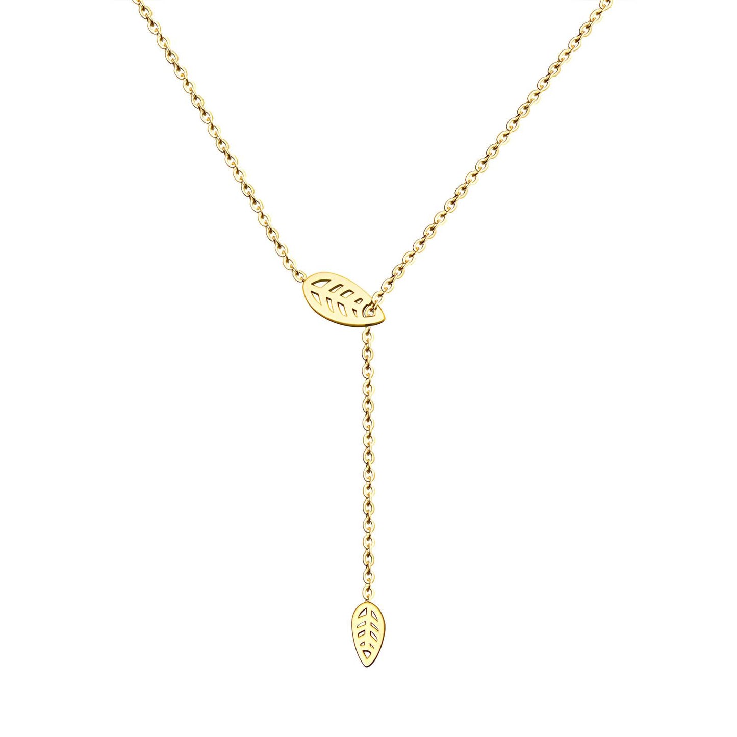 18K gold plated Stainless steel  Leafs necklace