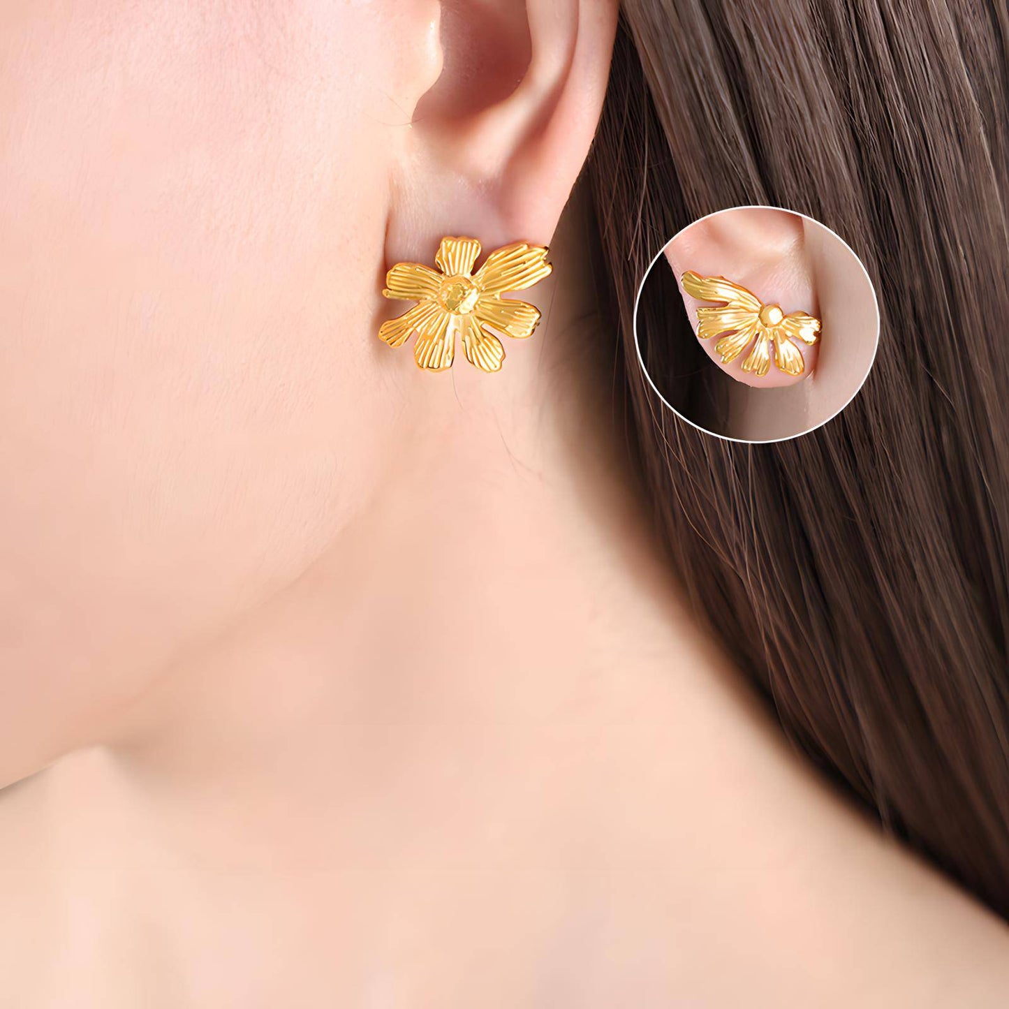 18K gold plated Stainless steel  Flower earrings