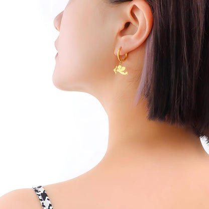18K gold plated Stainless steel  Cupid earrings