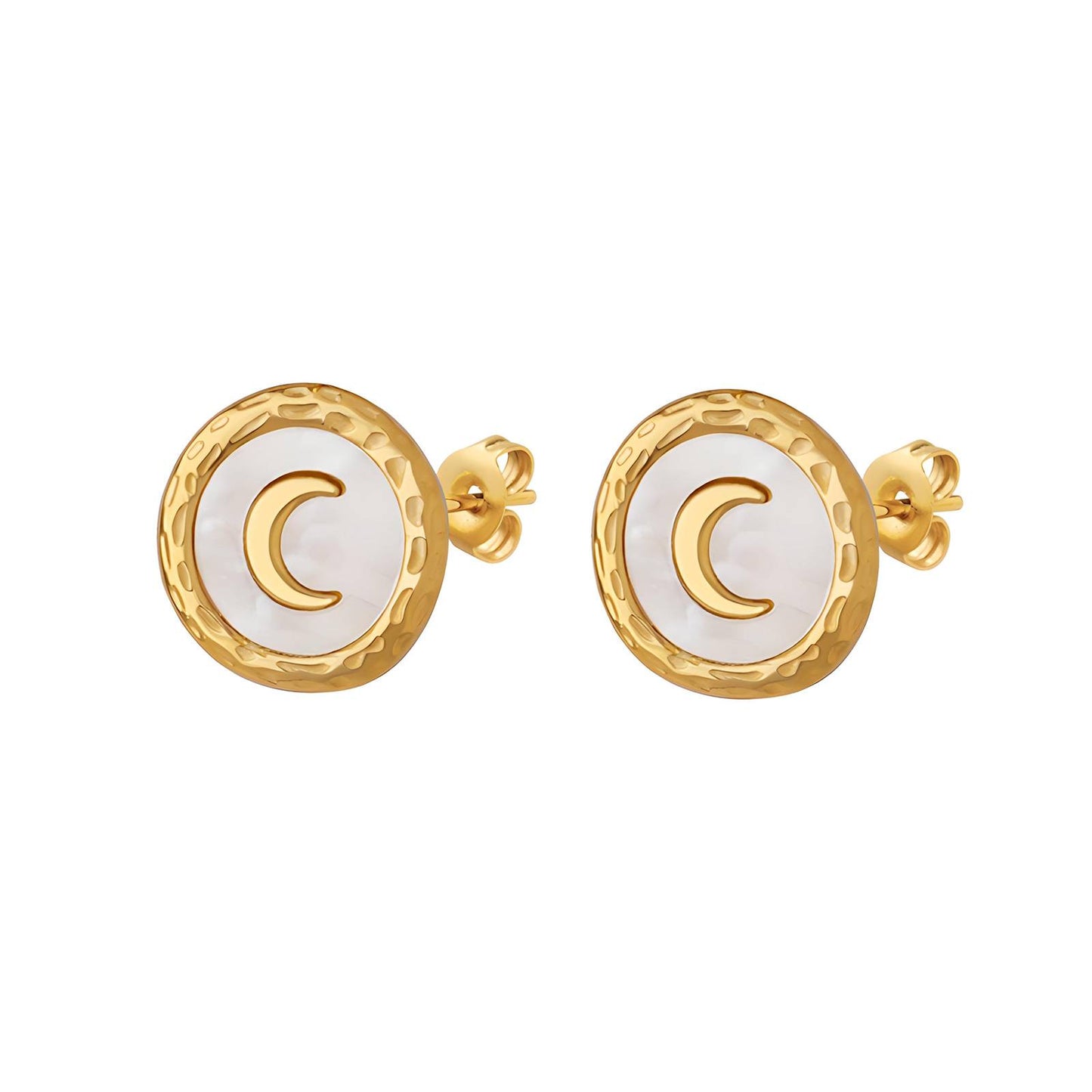 18K gold plated Stainless steel  Crescent earrings