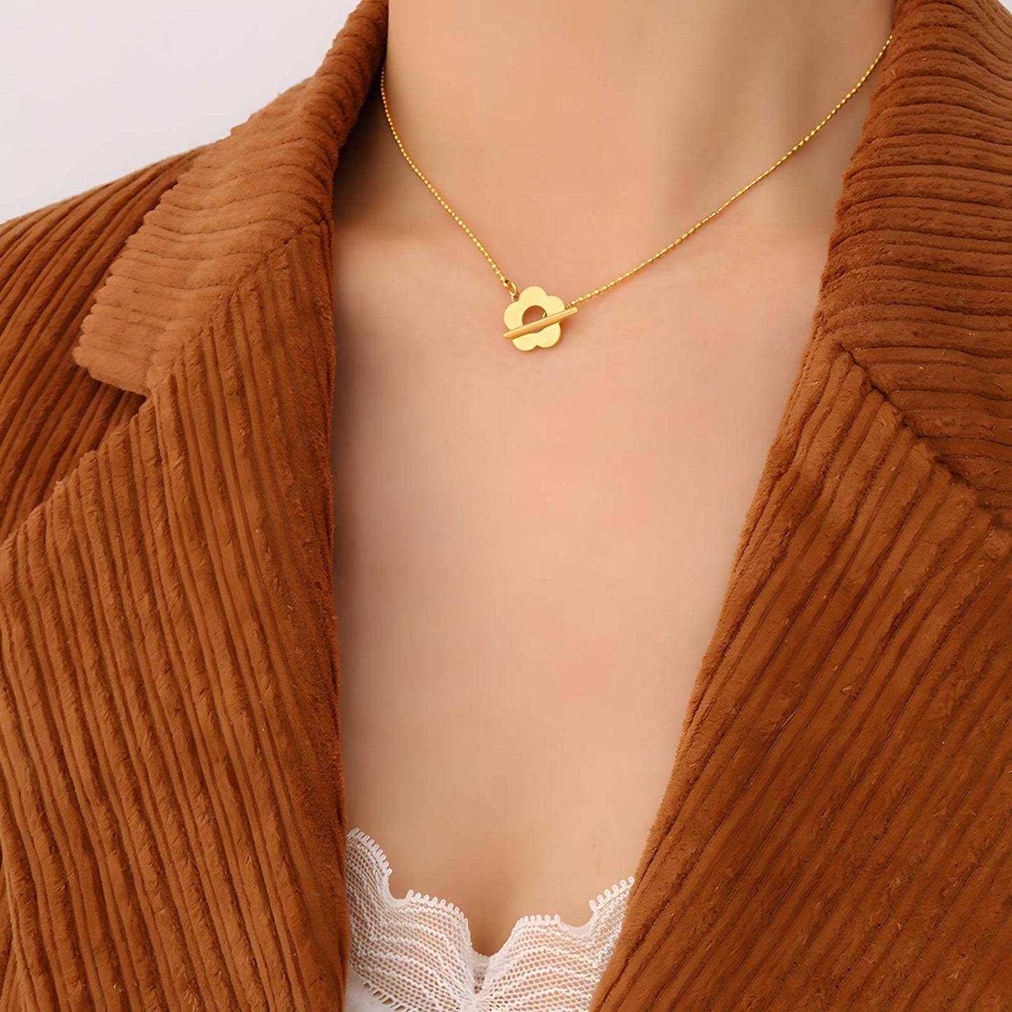 18K gold plated Stainless steel  Flower necklace